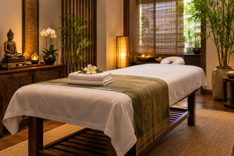 Thai-inspired massage room in central London