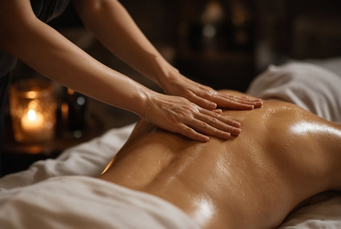 Warm oil massage in a private London studio